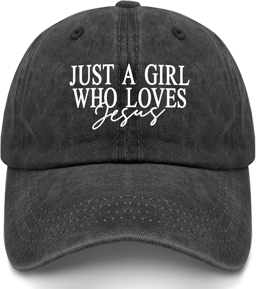 JUSTS A Girls WHO Loves Jesus Hats for Women Aesthetic Washed Distressed | Amazon (US)