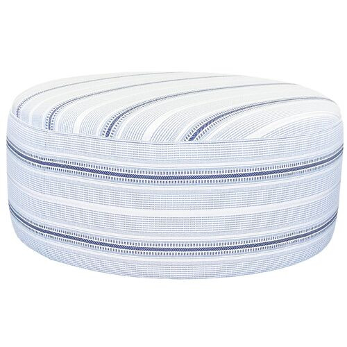 Zuri Outdoor Cocktail Ottoman, Blue/White Stripe | One Kings Lane