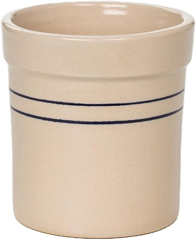 Pickling Fermenting Crock - Tan with Blue Stripe Stoneware Jar, 1/4 Gallon Capacity | Amazon (US)
