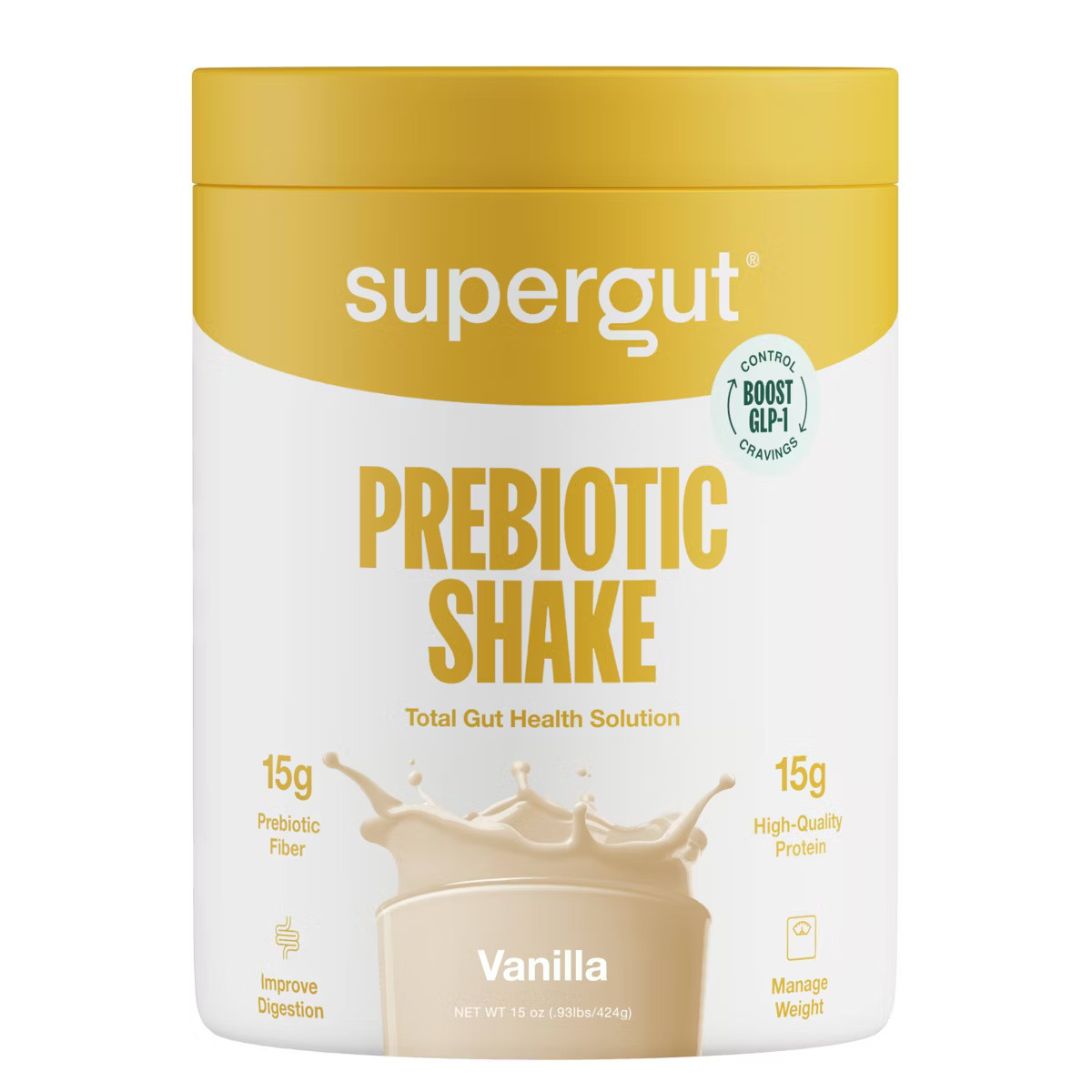 Supergut Prebiotic Shakes for GLP-1 Craving Control & Digestive Health - Vanilla - 15oz | Target