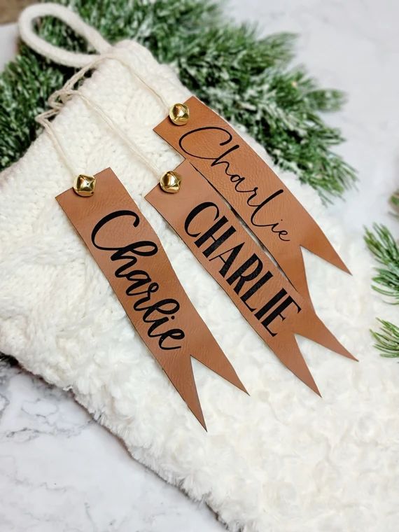 Leather Stocking Tags . Boho Christmas Stocking Tags . Personalized Stocking Tag . Leather Gift T... | Etsy (US)