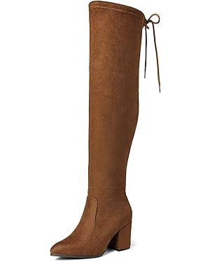 DREAM PAIRS Women’s Thigh High Boots Over the knee Stretch Block Heel Fashion Long Boots | Amazon (US)