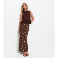 Women's Brown Linen Blend Polka Dot Bias Cut Midi Skirt New Look | New Look (UK)