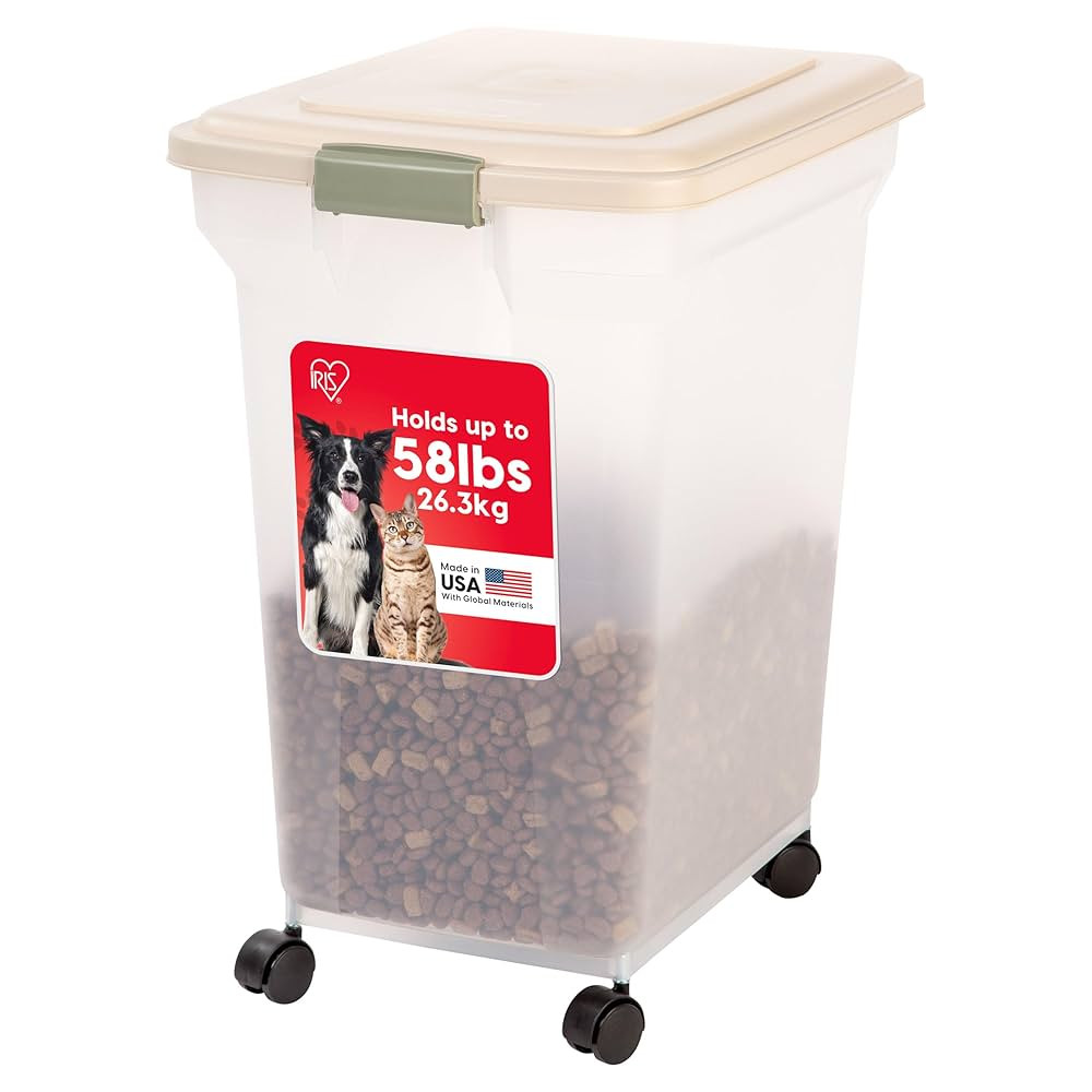 IRIS USA WeatherPro Airtight Dog Food Storage Container, Up to 58 lbs, Attachable Wheels, For Dog... | Amazon (US)