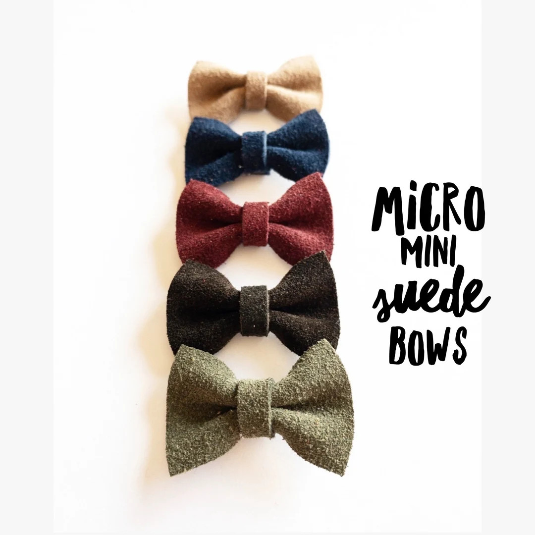 Micro Mini Genuine Suede Hair Bow · Girl's Hair Bow / Baby Headband / One Size Nylon Band / Todd... | Etsy (US)