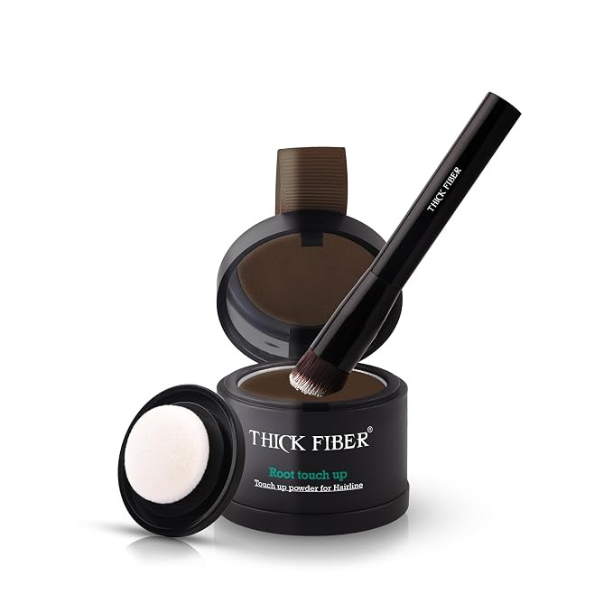 THICK FIBER Root Touch Up Powder - Water & Sweat Resistant Hair Loss Concealer Set for Thinning H... | Amazon (US)