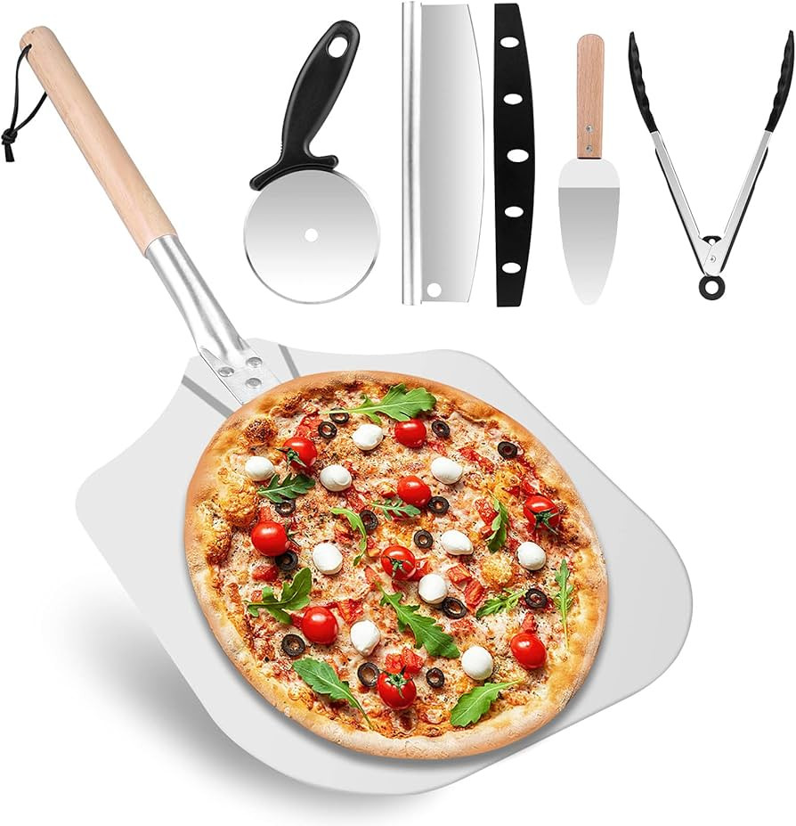Sinbury Pizza Peel Tools Set, 5 PCS Pizza Making Tool Kit, Including 12 Inch Pizza Paddle, Rocker... | Amazon (UK)