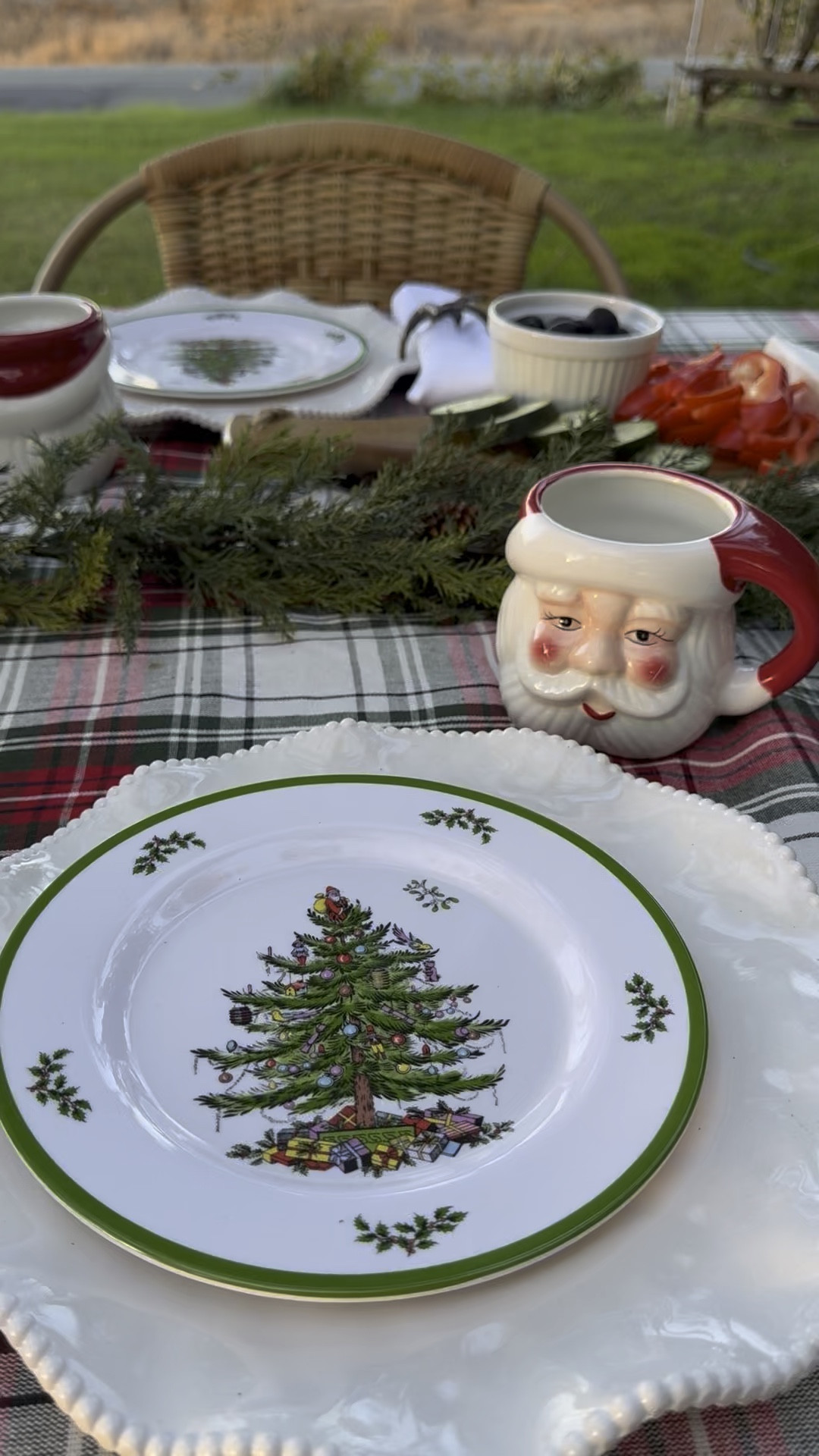 Classic Christmas Tablescape with beautiful Spode melamine dishes, festive Christmas mugs, a vintage inspired plaid tablecloth, a modern holiday garland and more! You can find everything at @wayfair #wayfair #wayfairpartner #onlyatwayfair #paidlinks 

#LTKHoliday #LTKSeasonal #LTKHome