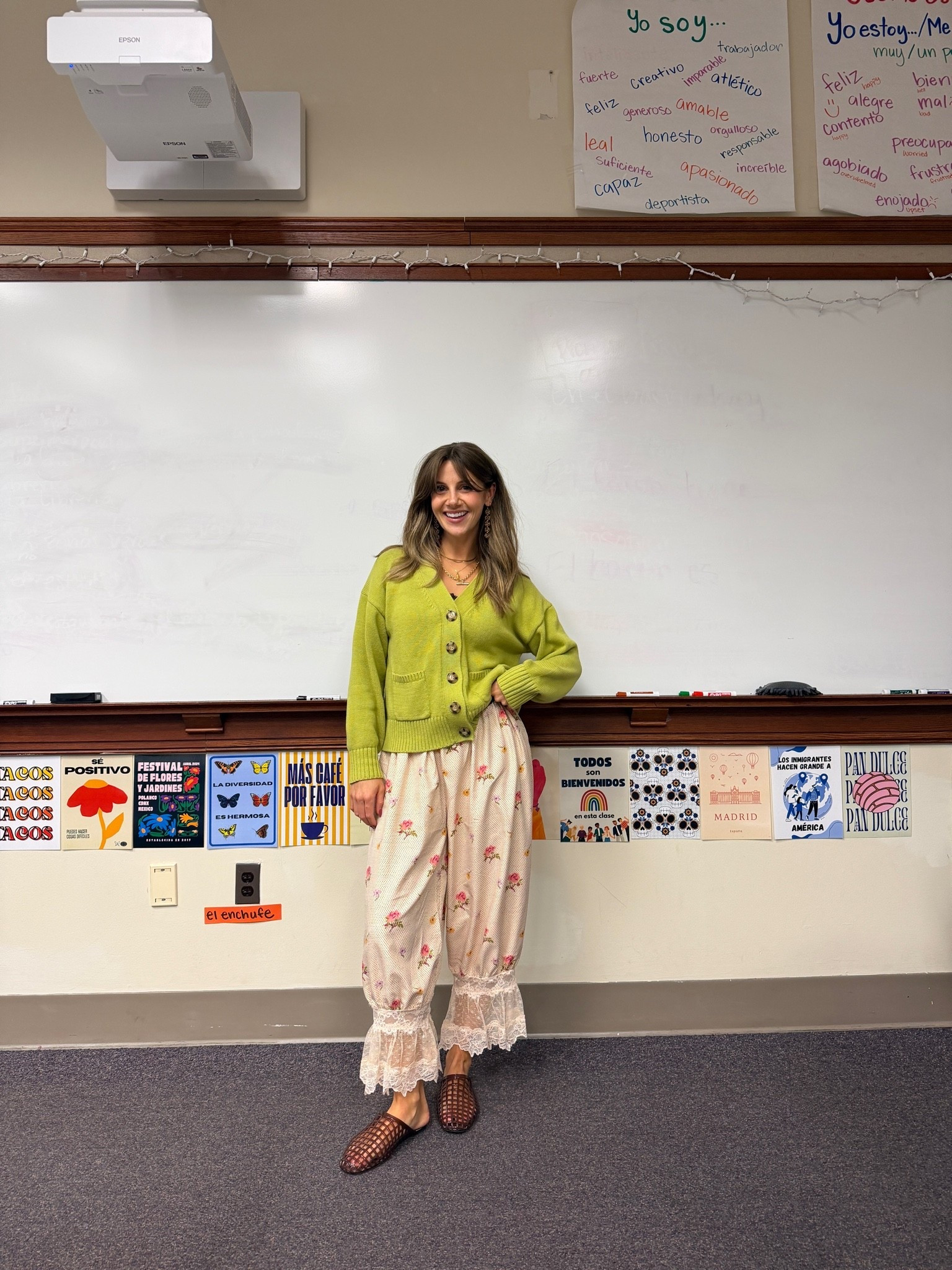Teacher outfit for a cozy gloomy Monday