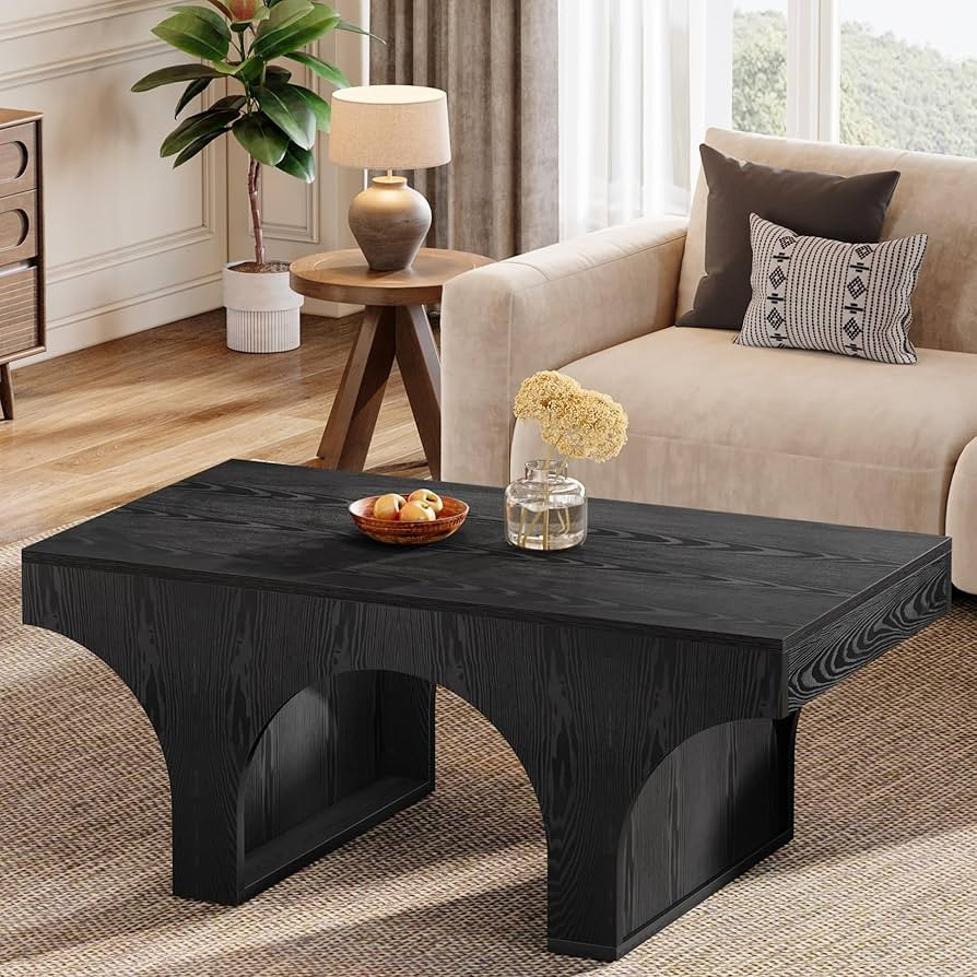 Tribesigns 47-Inch Modern Coffee Table, Wood Rectangular Coffee Table for Living Room, Low Center... | Amazon (US)