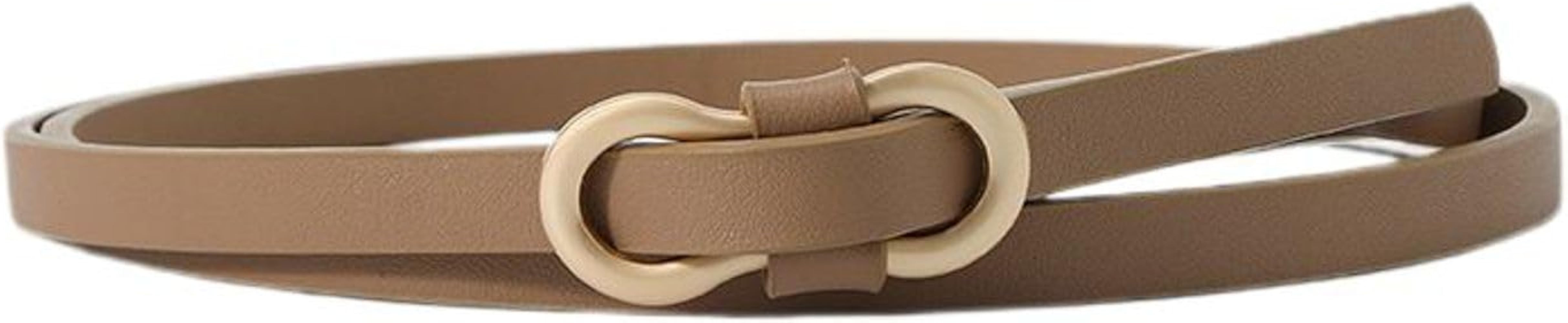 Women's Skinny Belt Buckle Belt For Dress Fashion Metal Buckle Holeless Faux Leather Fall Slimmin... | Amazon (US)