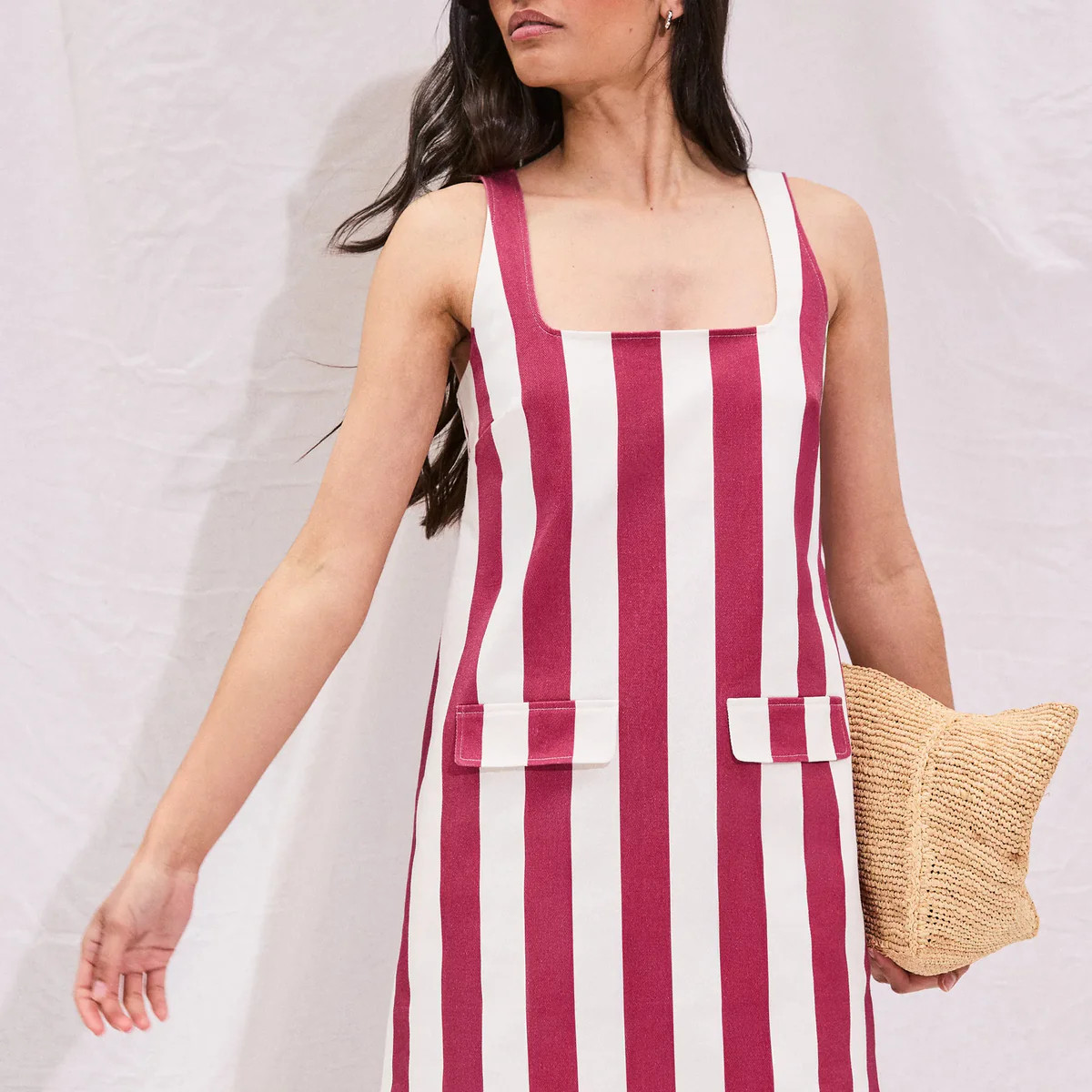 Red Stripe Pocket Detail Mini Dress | Ro&Zo