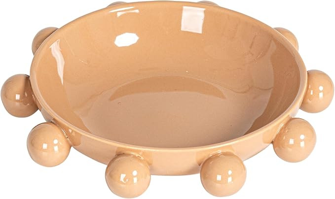 Bloomingville 9.75 Inches Stoneware Bowl with Orbs and Reactive Glaze, Nude | Amazon (US)