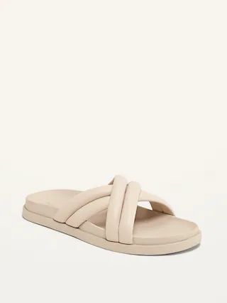 Faux-Leather Puff Cross-Strap Sandals for Women | Old Navy (US)