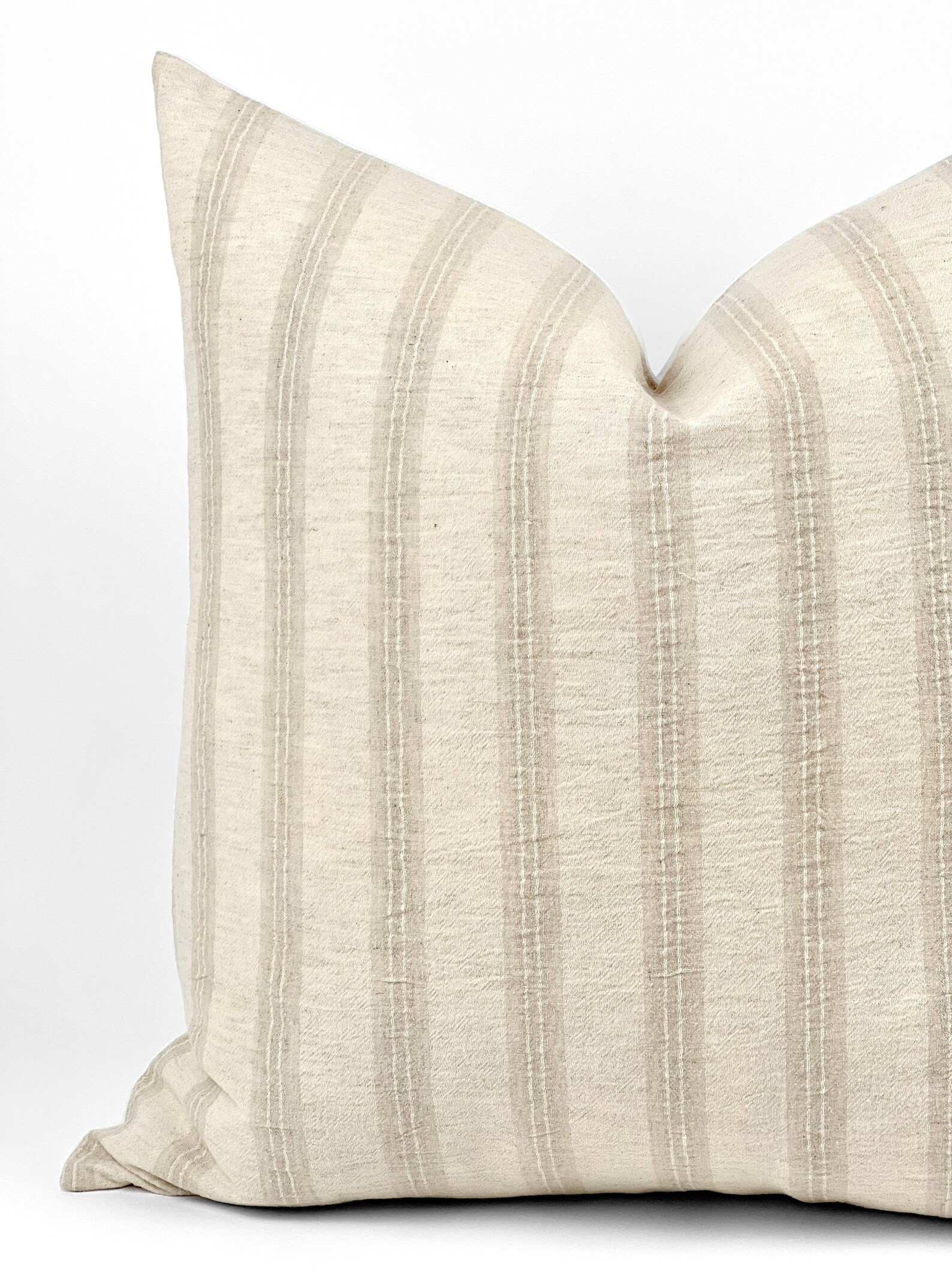 FINN Cream and Tan Stripe Pillow Cover, Hmong Pillow, Farmhouse Pillow, Cream Stripe Pillow, Neut... | Etsy (US)