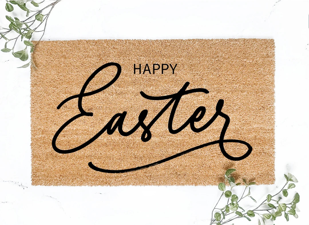 Happy Easter Modern Spring Doormat, Easter Gift, Easter Egg Hunt Doormat, Holiday Gift, Front Doo... | Etsy (US)