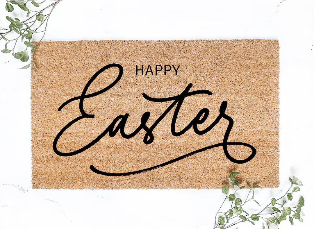 Happy Easter Modern Spring Doormat, Easter Gift, Easter Egg Hunt Doormat, Holiday Gift, Front Doo... | Etsy (US)