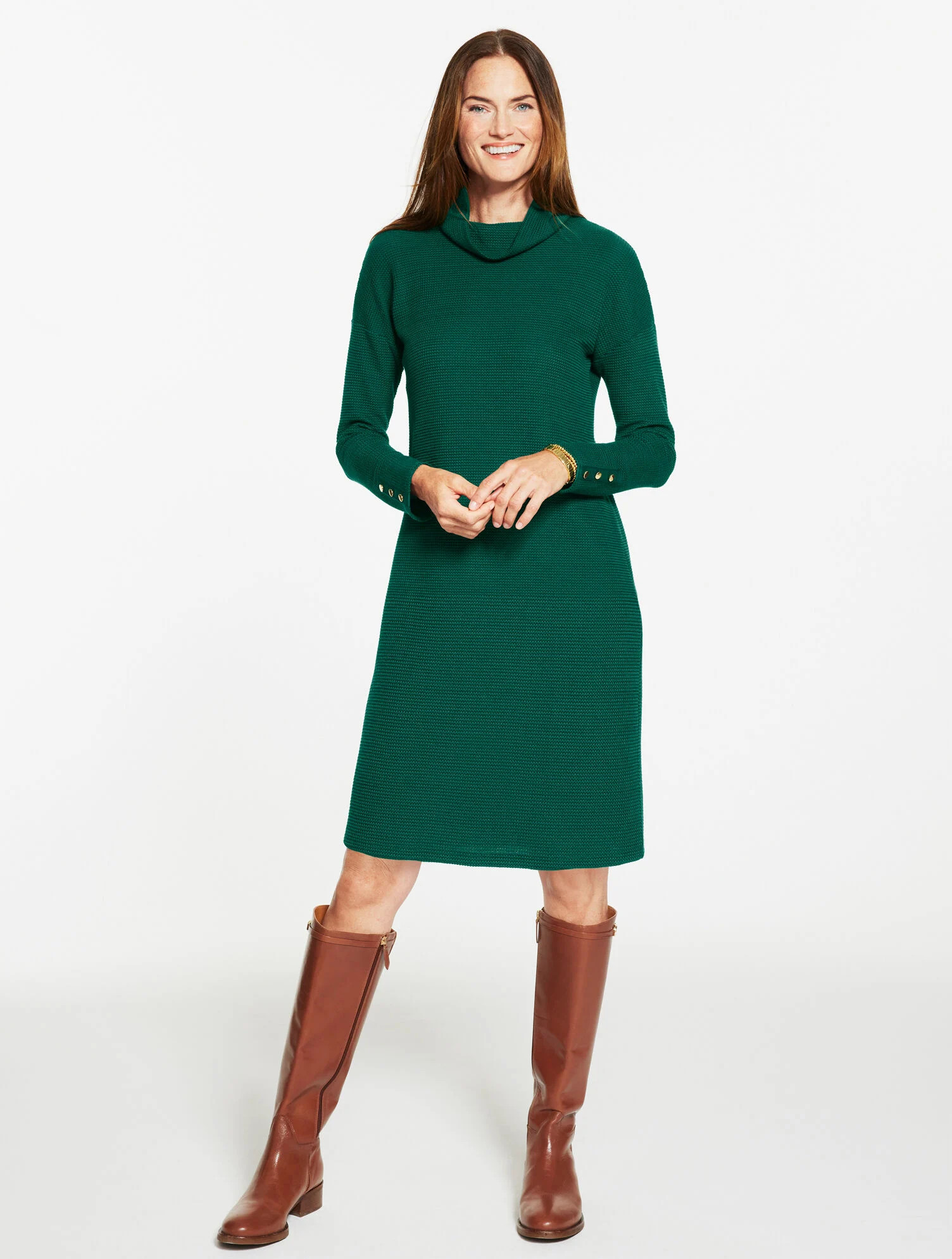Jacquard Cowlneck Shift Dress | Talbots