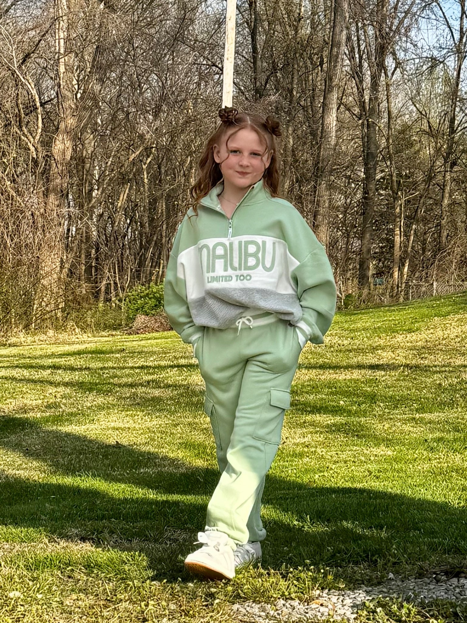 Cute everyday girls athletic outfit. She loves this sweatsuit! She said it’s so comfortable and cute. Perfect girls spring outfit!

#LTKKids #LTKActive #LTKSeasonal