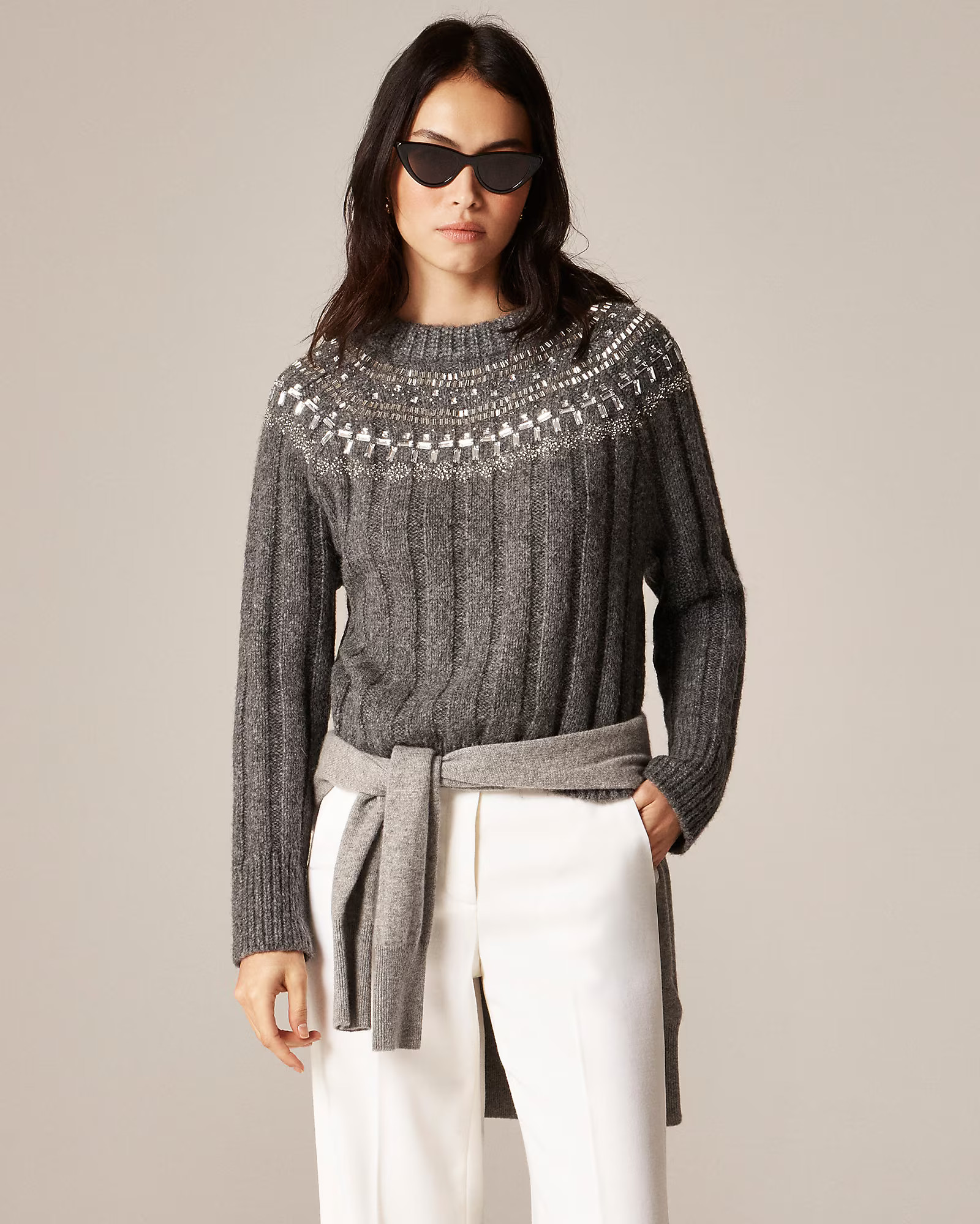 Embellished Fair Isle sweater in wool blend | J. Crew US