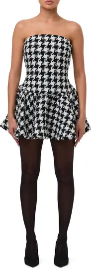 Houndstooth Check Tweed Strapless Minidress | Nordstrom