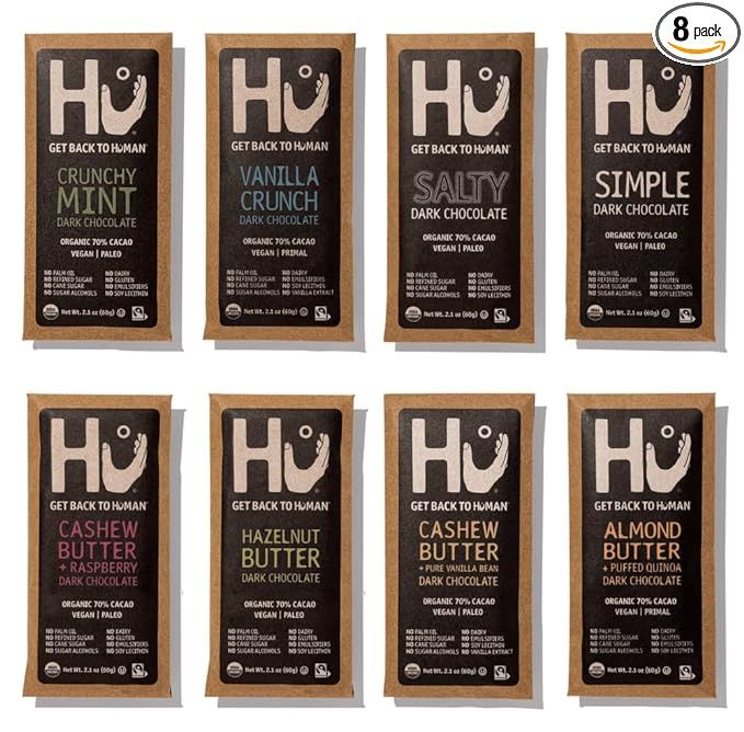 Hu Chocolate Bars | 8 Pack VARIETY SAMPLER PACK | Natural Organic Vegan, Gluten Free, Paleo, Non ... | Amazon (US)
