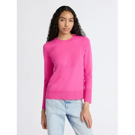 Free Assembly Women's and Women's Plus Cozy Yarn Crewneck Sweater with Long Sleeves. Lightweight, Sizes XS-4X | Walmart (US)