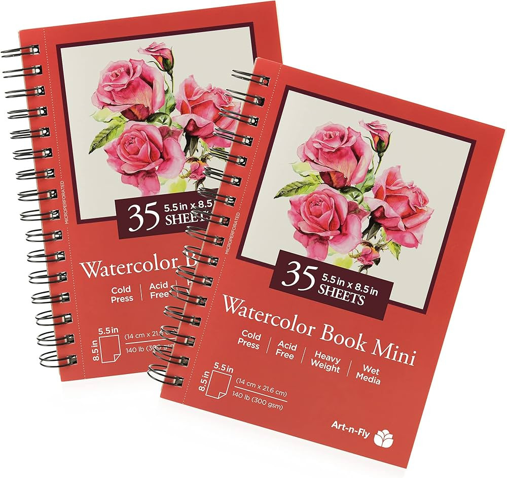 Art-n-Fly 5.5 x 8.5 in Watercolor Sketchpad Mini Book - 2 Pack x 35 Sheets Each- Spiral Bound and... | Amazon (US)