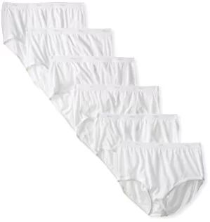 Hanes Women's Cool Comfort Cotton Brief Underwear in White, 6-Pack | Walmart (US)