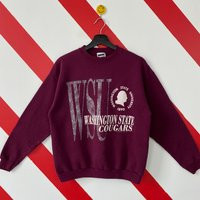 Vintage 90S Washington State Cougars Sweatshirt Crewneck University Sweater Print Logo Maroon Small | Etsy (US)