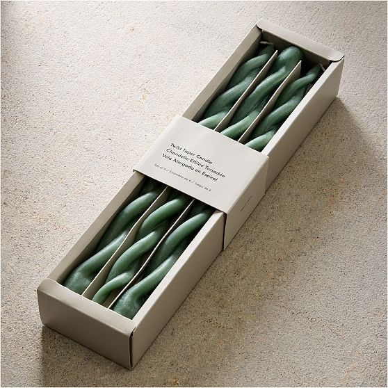 Double Twist Taper Candle, Celadon, Set of 6 | West Elm (US)