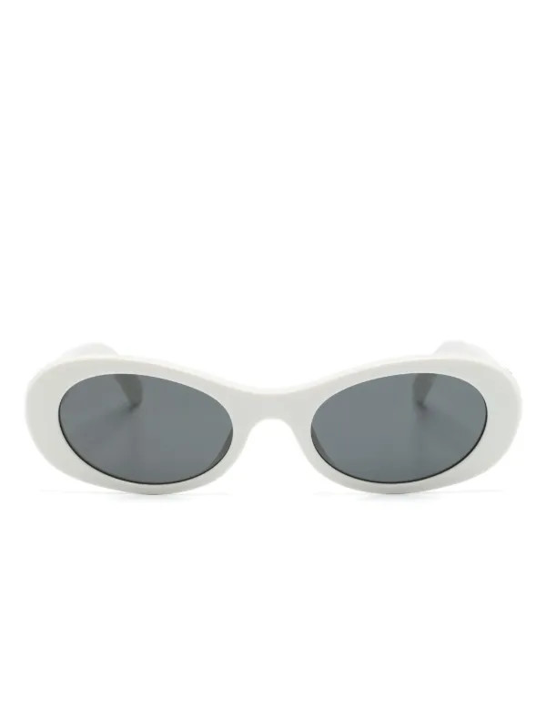 Miu Miu Eyewear Ovale Sonnenbrille Mit Logo-Detail | Wei\u00df | FARFETCH CH | Farfetch Global