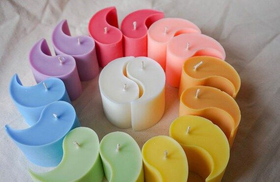 2 Yin & Yang Candles Decorative Candles Gift -  Mix Match Color Scents Peace Sign Aesthetic Room ... | Etsy (US)