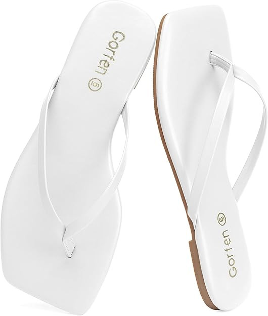 Flip Flops for Women Comfortable Square Toe Casual Beach Sandals Summer Outdoor and Everyday Wear | Amazon (US)