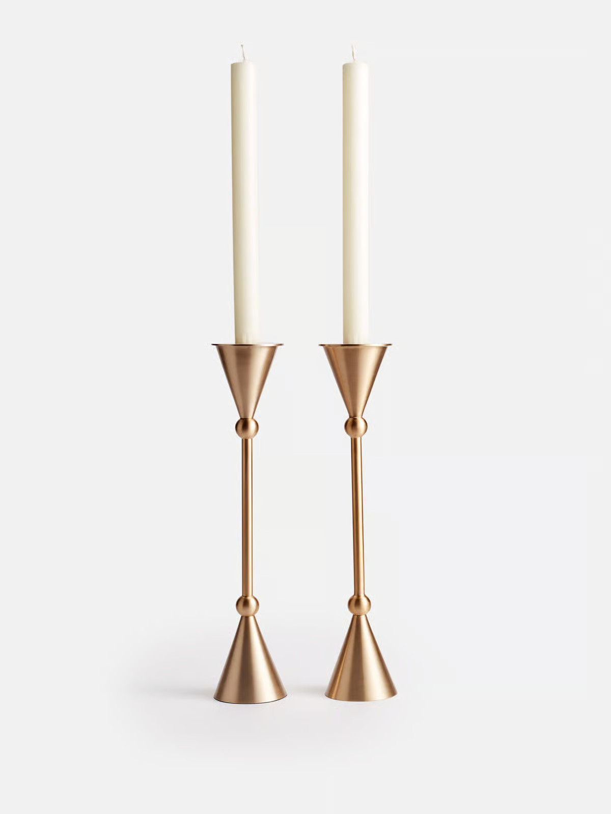 Set of Two Large Bruyere Candleholders, Brushed Brass | Soho Home Ltd