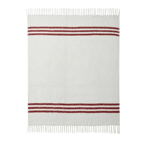 My Texas House Taylor Stripe Cotton-Rich Throw, 50" x 60", White/Red | Walmart (US)