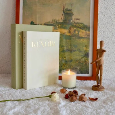 Aesthetic Decorative Books Set Of 2 Linen Fake Books Enhance Your Coffee Table Home Decor Bookshelf Or Mantle Decor Modern Stackable Faux Book Photo S | Wayfair North America