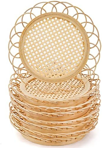 Lawei 8 Pack Bamboo Rattan Coasters, Vintage Boho Cup Coasters, Natural Wicker Woven Coasters for... | Amazon (US)