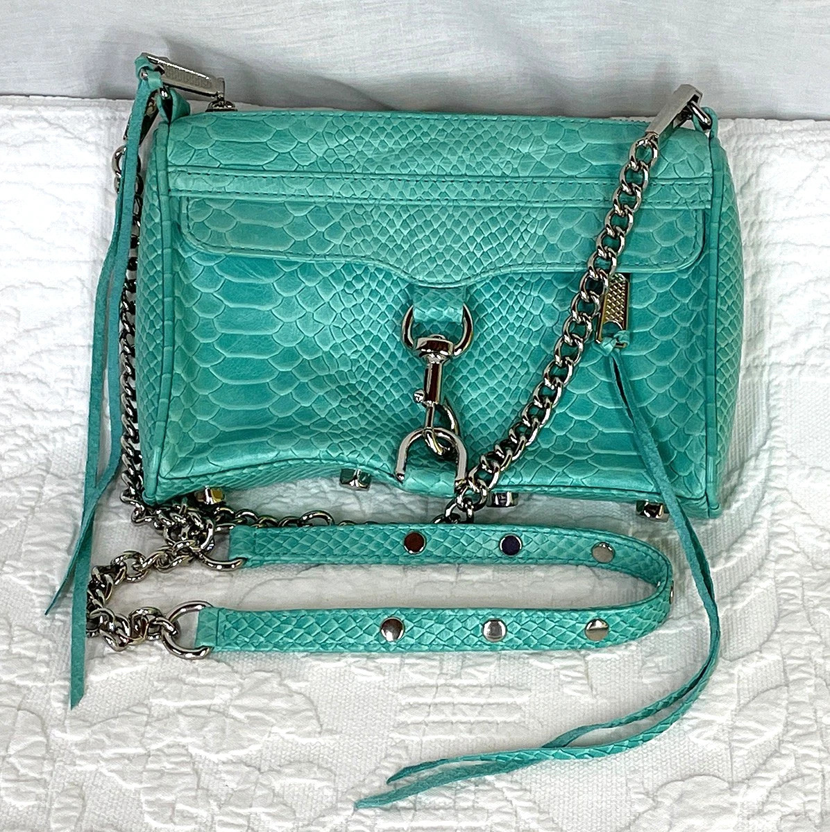Rebecca Minkoff Turquoise Snakeskin MAC Leather Crossbody Bag | eBay AU