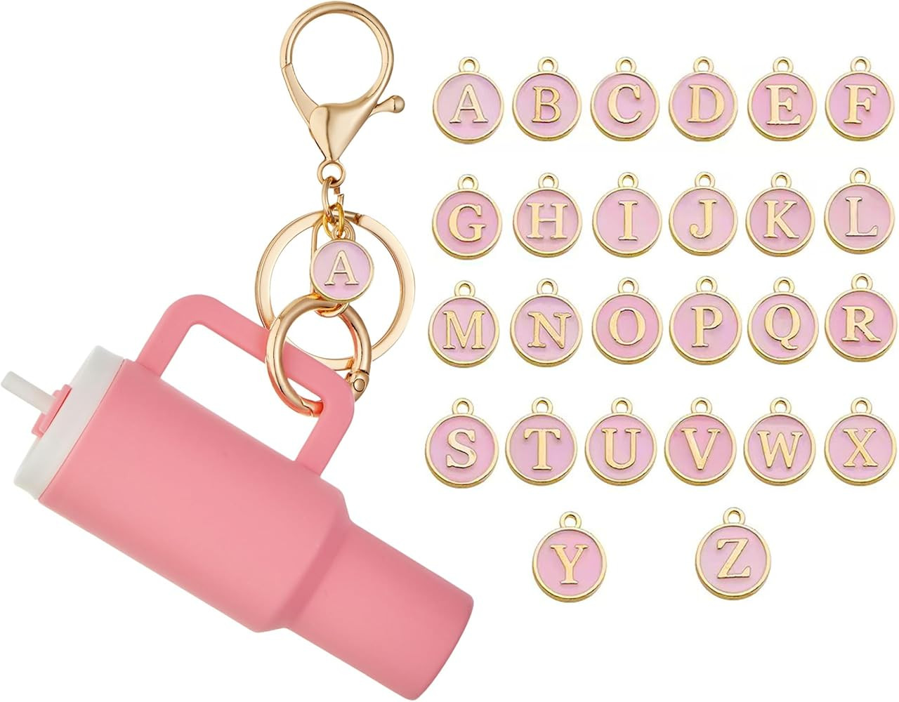 Initial Mini Cup Keychain Accessories for Stanley Cup, Letter Cute Cup Key Charms for Women Purse... | Amazon (US)