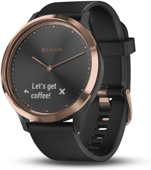 Garmin vivomove HR, Hybrid Smartwatch for Men and Women, Black/Rose Gold with Black Silicone Band | Amazon (US)