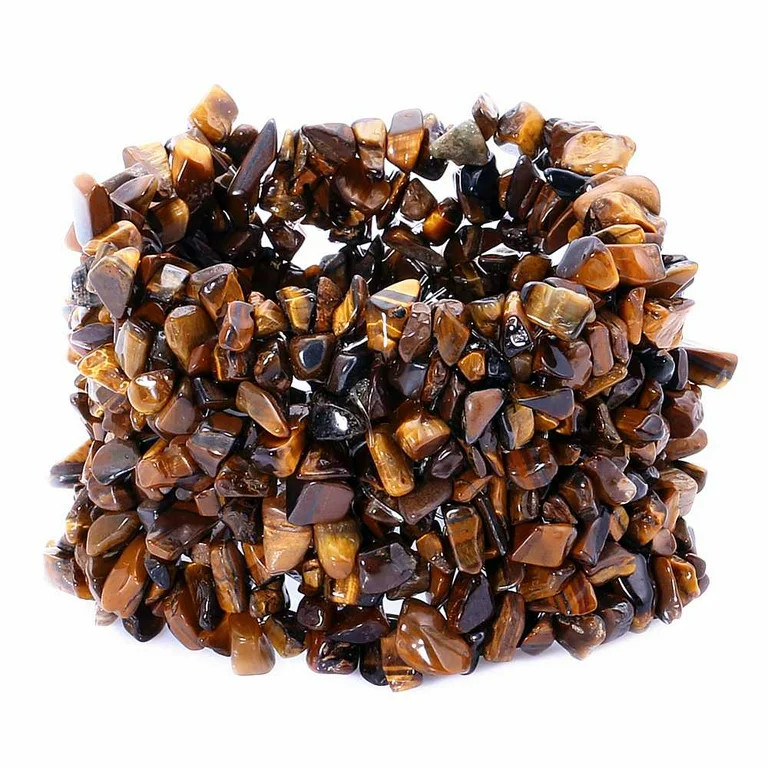 Gem Stone King Tigers Eye Simulated Gemstone Chips Chunky Wide Stretchy Bracelet | Walmart (US)