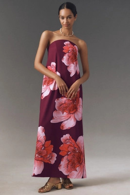 BHLDN Strapless Floral Column Maxi Dress | Anthropologie (US)