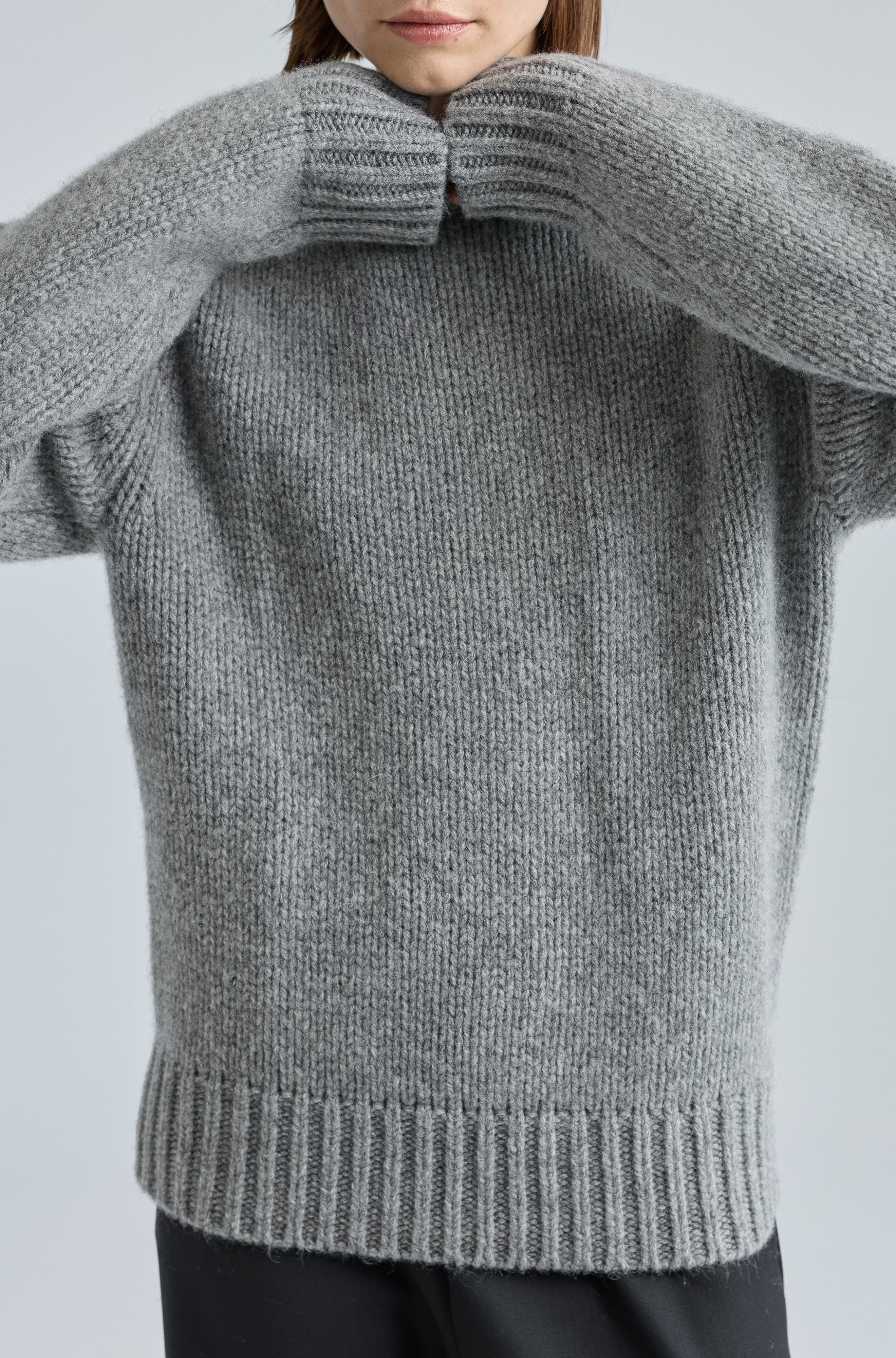 Knit Wool Crewneck Sweater | Almina Concept