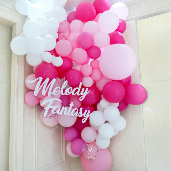 139PCS Hot Pink & White Balloon Garland With Hot Air Balloon | Etsy | Etsy (US)