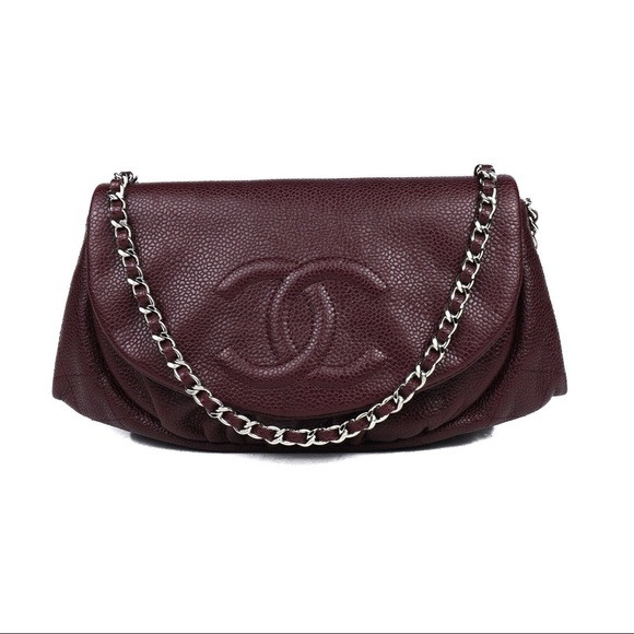 CHANEL Bordeaux Burgundy Caviar Half Moon small | Poshmark