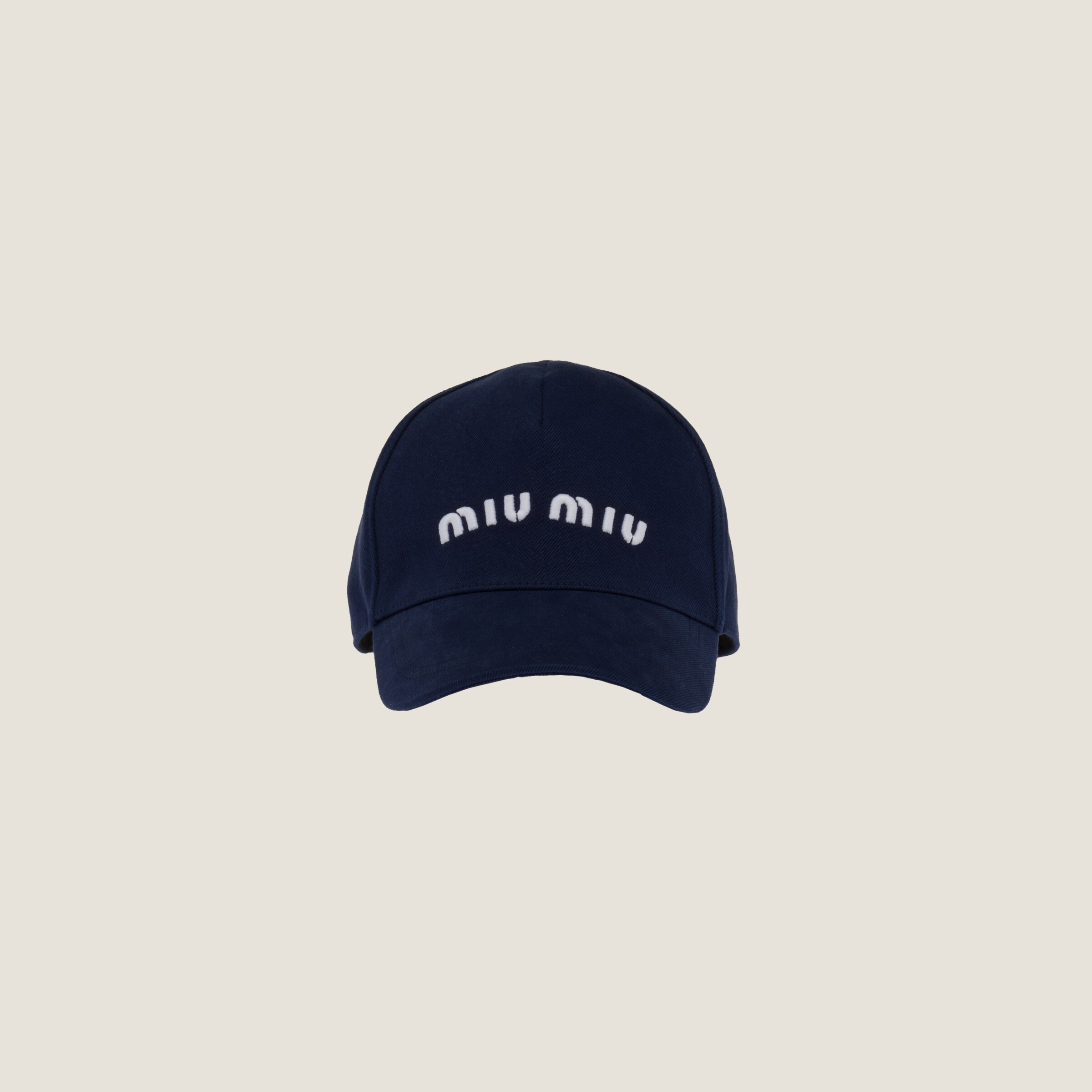 Royal Blue /white Drill Baseball Cap | Miu Miu | Miu Miu UK