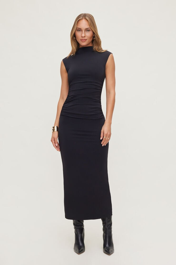 Bria Sculpt Mock Neck Maxi Dress | Dynamite Clothing