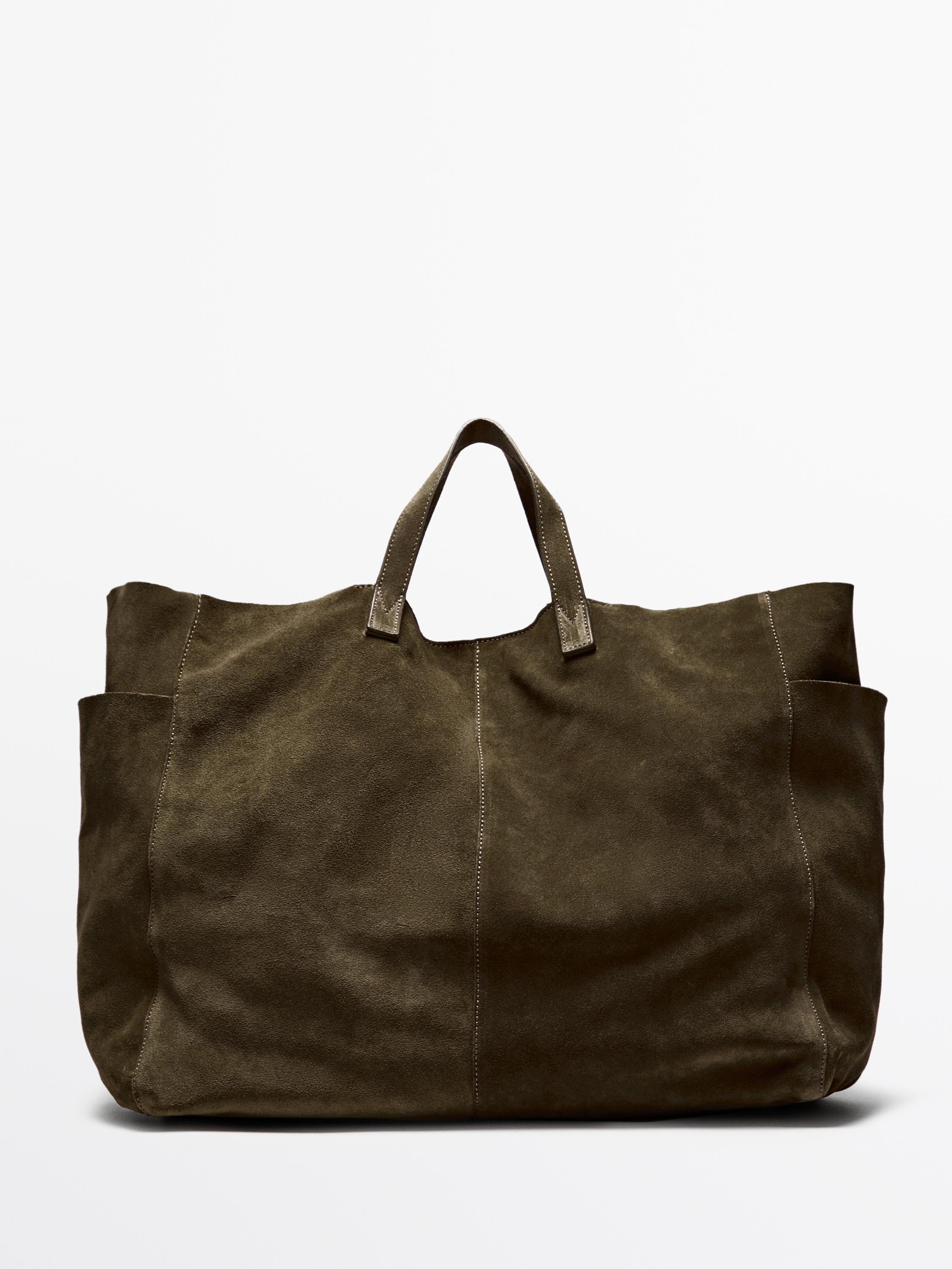 Maxi-Shopper-Tasche aus Rauleder | Massimo Dutti DE