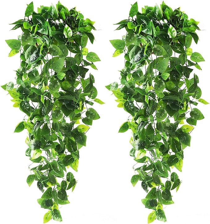 CEWOR 2pcs Artificial Hanging Plants 3.6ft Fake Ivy Vine Fake Ivy Leaves for Wall Home Room Garde... | Amazon (US)